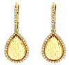 4.02CT DIAMOND & AAA CITRINE 14K YELLOW GOLD CABOCHON LEVERBACK HANGING EARRINGS