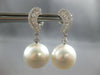 LARGE .6CT DIAMOND & AAA SOUTH SEA PEARL 18K WHITE GOLD JOURNEY HANGING EARRINGS