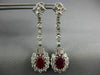 ANTIQUE EXTRA LARGE 10.10CT DIAMOND & AAA RUBY 18KT WHITE GOLD HANGING EARRINGS