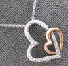 ESTATE .43CT DIAMOND 14KT WHITE & ROSE GOLD DOUBLE HEART LOVE FLOATING PENDANT