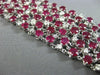 ESTATE LARGE 38.47CT DIAMOND & AAA RUBY 18K WHITE GOLD MULTI ROW TENNIS BRACELET