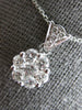 ESTATE .75CT DIAMOND 14KT WHITE GOLD 3D CLASSIC FLOWER LOVE FLOATING PENDANT