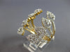 ESTATE LARGE 1.19CT DIAMOND 14KT YELLOW GOLD 3D MULTI LEAF TENSION FLOWER RING