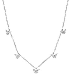 .17CT DIAMOND 18KT WHITE GOLD 3D ROUND & MARQUISE BUTTERFLY BY THE YARD NECKLACE