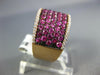 LARGE DIAMOND & AAA PINK SAPPHIRE 18KT ROSE GOLD 3D MULTI ROW SEMI ETERNITY RING