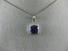 ESTATE 1.52CT DIAMOND & AAA AMETHYST 14KT WHITE GOLD CUSHION SQUARE HALO PENDANT