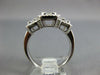 ESTATE WIDE .86CT DIAMOND 18K WHITE GOLD ROUND & BAGUETTE CLUSTER HALO LOVE RING