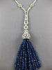 LARGE 79CT DIAMOND & AAA SAPHIRE 14KT WHITE GOLD 3D LARIAT FUN ETERNITY NECKLACE