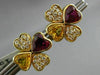 ANTIQUE 2.85CT DIAMOND & MULTI GEM 18KT YELLOW GOLD DOUBLE HEART EARRINGS #2875