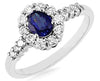 .83CT DIAMOND & AAA SAPPHIRE 14KT WHITE GOLD OVAL & ROUND FLOWER ENGAGEMENT RING