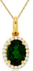 1.44CT DIAMOND & AAA RUSSALITE 14KT YELLOW GOLD 3D OVAL & ROUND FLOATING PENDANT