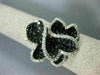 ESTATE LARGE 3.96CT WHITE & BLACK DIAMOND 14K WHITE GOLD MULTI HEART FLOWER RING