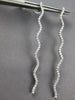 LARGE 1.0CT DIAMOND 14KT WHITE GOLD 3D CLASSIC ELONGATED WAVE HANGING EARRINGS