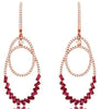 1.80CT DIAMOND & AAA RUBY 14KT ROSE GOLD 3D ROUND & BAGUETTE CHANDELIER EARRINGS