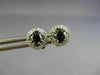 ESTATE .98CT WHITE & BLACK DIAMOND 18KT WHITE GOLD 3D HALO ROUND STUD EARRINGS