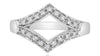 .13CT DIAMOND 14KT WHITE GOLD 3D CLASSIC DOUBLE V GEOMETRICAL FILIGREE FUN RING