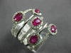 ESTATE LARGE 1.65CT DIAMOND & AAA RUBY 14K WHITE GOLD MULTI ROW ANNIVERSARY RING