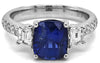 3.30CT DIAMOND & AAA SAPPHIRE 18K WHITE GOLD 3D CUSHION EMERALD CUT & ROUND RING