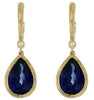 6.63CT DIAMOND & AAA SAPPHIRE 14KT YELLOW GOLD TEAR DROP BAMBOO HANGING EARRINGS