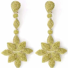 EXTRA LARGE 11.61CT FANCY YELLOW DIAMOND 18K YELLOW GOLD FLOWER HANGING EARRINGS
