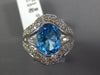 5.52CT DIAMOND & AAA BLUE TOPAZ 14K WHITE GOLD 3D OVAL STATEMENT SEMI BEZEL RING