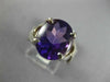 ANTIQUE WIDE 3.0CT AAA AMETHYST 18K WHITE GOLD OVAL CLASSIC SOLITAIRE RING #1004