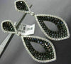 LARGE 6.70CT WHITE & BLACK DIAMOND 14KT WHITE GOLD 3D DROP LEAF HANGING EARRINGS