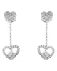 ESTATE .59CT DIAMOND 18KT WHITE GOLD SOLITAIRE DOUBLE HEART FUN HANGING EARRINGS