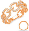 ESTATE WIDE .47CT DIAMOND 14K ROSE GOLD SQUARE LOVE KNOT 3/4TH ETERNITY FUN RING