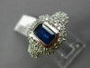 ESTATE LARGE 2.90CT DIAMOND & SAPPHIRE 14K WHTIE GOLD BEZEL HALO ENGAGEMENT RING