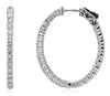 1.09CT DIAMOND 18K WHITE GOLD SHARED PRONG OVAL INSIDE OUT HOOP HANGING EARRINGS