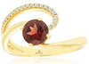 1.10CT DIAMOND & AAA GARNET 14KT YELLOW GOLD DOUBLE SWIRL CRISS CROSS LOVE RING