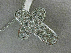 ANTIQUE .40CT ROUND DIAMOND 14KT WHITE GOLD CLASSIC FLOATING CROSS PENDANT #1894