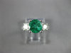 ESTATE 1.70CT DIAMOND & EMERALD 14K WHITE GOLD 3D 3 STONE ENGAGEMENT RING #27134