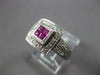 ESTATE WIDE .84CT DIAMOND & AAA RUBY 14K WHITE GOLD PRINCESS & ROUND SQUARE RING
