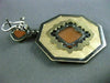 ANTIQUE .67CT DIAMOND & ORANGE AVENTURINE 18KT TRI COLOR GOLD FILIGREE EARRINGS
