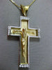 ESTATE LARGE .35CT DIAMOND 14KT TWO TONE GOLD 3 DIMENSION CROSS PENDANT #9875