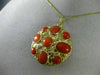ANTIQUE LARGE AAA CORAL 18KT YELLOW GOLD DOUBLE SIDED FILIGREE PENDANT #16494