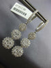 ESTATE 2.08CT DIAMOND 18K WHITE GOLD 3D FLOWER JOURNEY CLUSTER HANGING EARRINGS