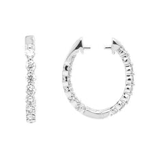 .53CT DIAMOND 18KT WHITE GOLD SHARED PRONG INSIDE OUT OVAL HOOP HANGING EARRINGS