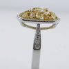 LARGE 3.02CT WHITE FANCY YELLOW DIAMOND 18K 2 TONE GOLD MULTI SHAPE CLUSTER RING