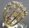 ESTATE LARGE .85CT DIAMOND 14KT YELLOW GOLD MULTI ROW TRIANGULAR FLOWER FUN RING