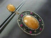 ANTIQUE LARGE 3.12CT DIAMOND & MULTI GEM 14K ROSE & BLACK GOLD FILIGREE EARRINGS