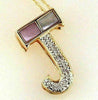 ESTATE .04CT DIAMOND & AAA MOTHER OF PEARL 14K YELLOW GOLD 3D C INITIAL PENDANT