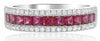 ESTATE WIDE 1.44CT DIAMOND & AAA RUBY 14KT WHITE GOLD 3D ANNIVERSARY RING BAND
