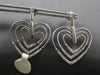 ESTATE LARGE .75CT DIAMOND 14KT WHITE GOLD 3D TRIPLE HEART LOVE HANGING EARRINGS