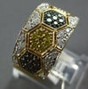 ESTATE WIDE 1.36CT MULTI COLOR DIAMOND 14KT YELLOW GOLD HEXAGON FUN RING
