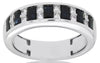 1.62CT DIAMOND & AAA SAPPHIRE 14KT WHITE GOLD EMERALD CUT MENS ANNIVERSARY RING