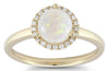 ESTATE 1.65CT DIAMOND & AAA OPAL 14KT YELLOW GOLD 3D ROUND HALO CLASSIC FUN RING