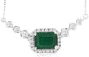 1.25CT DIAMOND & AAA EMERALD 14K WHITE GOLD 3D ROUND & EMERALD CUT HALO NECKLACE
